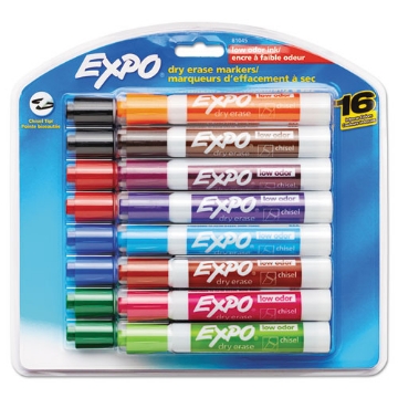 Picture of Low-Odor Dry-Erase Marker, Broad Chisel Tip, Assorted Colors, 16/set