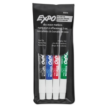 Picture of Low-Odor Dry-Erase Marker, Fine Bullet Tip, Assorted Colors, 4/set
