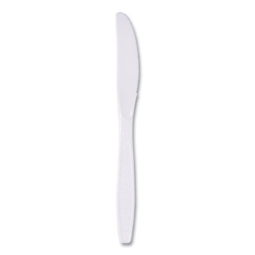 Picture of Guildware Extra Heavyweight Plastic Cutlery, Knives, White, 100/Box, 10 Boxes/Carton