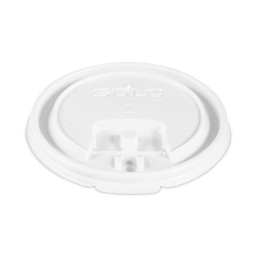 Picture of Lift Back and Lock Tab Lids for Paper Cups, Fits 8 oz Cups, White, 100/Sleeve, 10 Sleeves/Carton