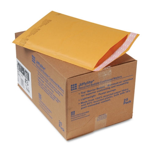Picture of Jiffylite Self-Seal Bubble Mailer, #3, Barrier Bubble Air Cell Cushion, Self-Adhesive Closure, 8.5 x 14.5, Brown Kraft, 25/CT