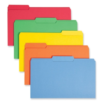 Picture of Colored File Folders, 1/3-Cut Tabs: Assorted, Legal Size, 0.75" Expansion, Assorted Colors, 100/Box