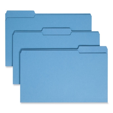 Picture of Colored File Folders, 1/3-Cut Tabs: Assorted, Legal Size, 0.75" Expansion, Blue, 100/Box
