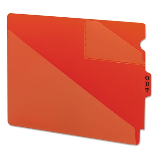 Picture of End Tab Poly Out Guides, Two-Pocket Style, 1/3-Cut End Tab, Out, 8.5 X 11, Red, 50/box
