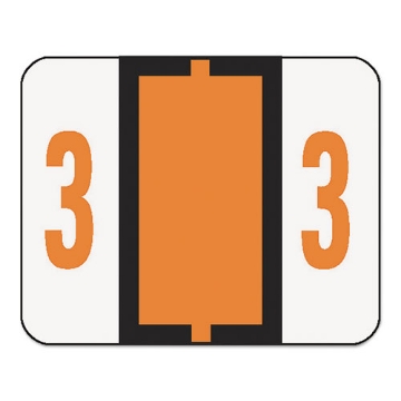 Picture of Numerical End Tab File Folder Labels, 3, 1 X 1.25, White, 500/roll