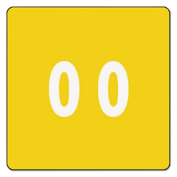 Picture of Numerical End Tab File Folder Labels, 0, 1.5 X 1.5, Yellow, 250/roll