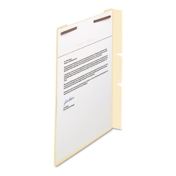 Picture of Self-Adhesive Folder Dividers with Twin-Prong Fasteners for Top/End Tab Folders, 1 Fastener, Letter Size, Manila, 100/Box