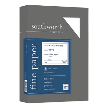 Picture of 25% Cotton Diamond White Business Paper, 95 Bright, 20 lb Bond Weight, 8.5 x 11, 500/Ream