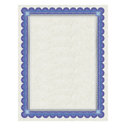 Picture of Parchment Certificates, Academic, 8.5 X 11, Ivory With Blue/silver Foil Border, 15/pack