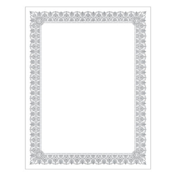 Picture of Premium Certificates, 8.5 X 11, White/silver With Fleur Silver Foil Border,15/pack