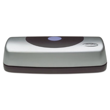 Picture of 15-Sheet Electric/battery Portable Desktop Punch, Three-Holes, 9/32" Holes, Silver/black
