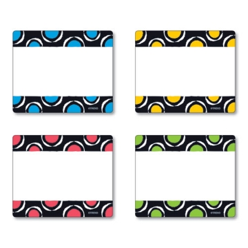 Picture of terrific labels name tags, dots design, 3" x 2.5", assorted colors, 36/pack