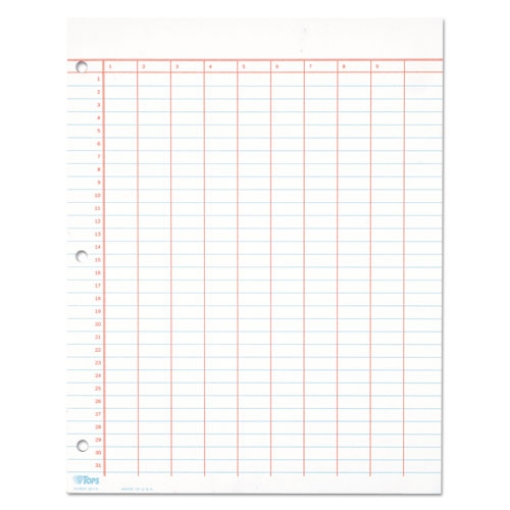 Picture of Data Pad with Numbered Column Headings, Data/Lab-Record Format, Wide/Legal Rule, 10 Columns, 8.5 x 11, White, 50 Sheets