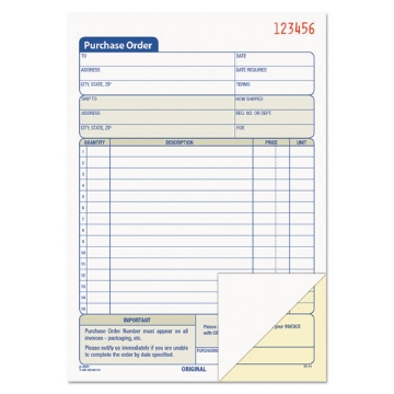 Picture of Purchase Order Book, 12 Lines, Two-Part Carbonless, 5.56 x 8.44, 50 Forms Total
