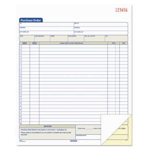 Picture of Purchase Order Book, 22 Lines, Two-Part Carbonless, 8.38 x 10.19, 50 Forms Total