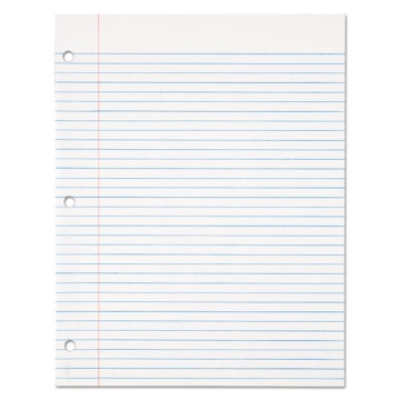 Picture of Filler Paper, 3-Hole, 8.5 X 11, Medium/college Rule, 500/pack