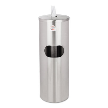 Picture of Standing Stainless Wipes Dispener, 12 X 12 X 36, Cylindrical, 5 Gal, Stainless Steel