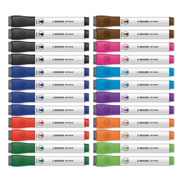Picture of Chisel Tip Low-Odor Dry-Erase Markers With Erasers, Broad Chisel Tip, Assorted Colors, 24/pack