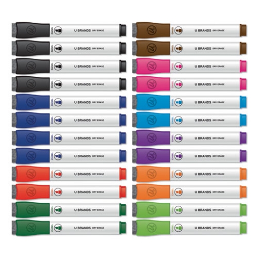 Picture of Chisel Tip Low-Odor Dry-Erase Markers With Erasers, Broad Chisel Tip, Assorted Colors, 24/pack