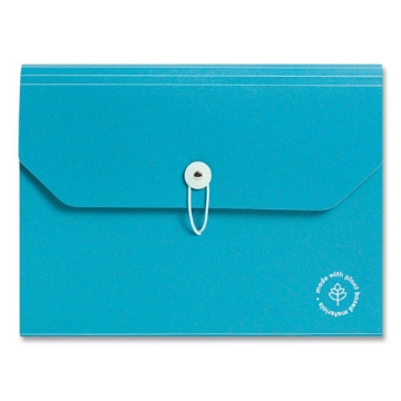 Picture of U-Eco 13-Pocket Expandable File, 9.75" Expansion, 13 Sections; Button/Elastic Closure, 1/12-Cut Tabs, Letter Size, Ocean