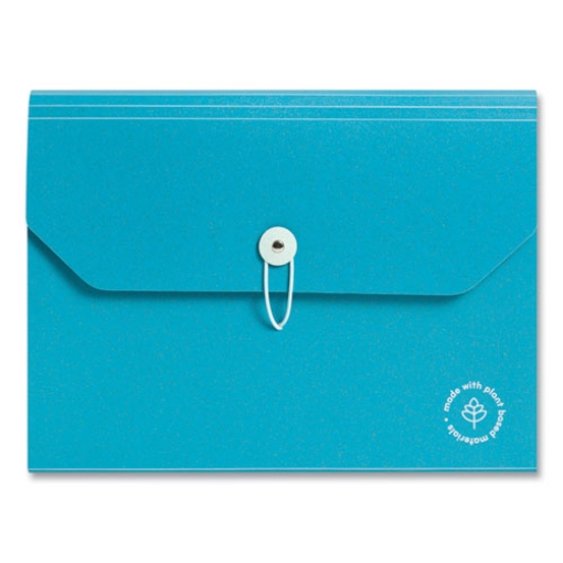 Picture of U-Eco 13-Pocket Expandable File, 9.75" Expansion, 13 Sections; Button/Elastic Closure, 1/12-Cut Tabs, Letter Size, Ocean