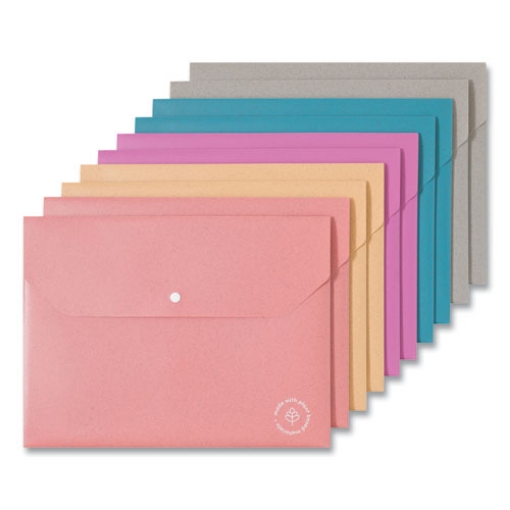 Picture of U-Eco Document Holder, 0.59" Expansion, 1 Section, Snap Button Closure, Letter Size, Assorted Colors, 10/Pack
