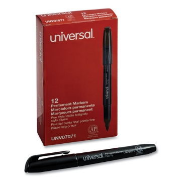 Picture of Pen-Style Permanent Marker, Fine Bullet Tip, Black, Dozen