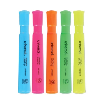 Picture of Desk Highlighters, Assorted Ink Colors, Chisel Tip, Assorted Barrel Colors, 5/set