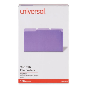 Picture of Deluxe Colored Top Tab File Folders, 1/3-Cut Tabs: Assorted, Legal Size, Violet/Light Violet, 100/Box