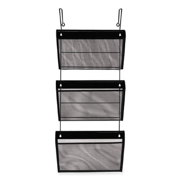 Picture of Mesh Three-Pack Wall Files, 3 Sections, Letter Size, 14.13" x 3.38" x 8.5", Black