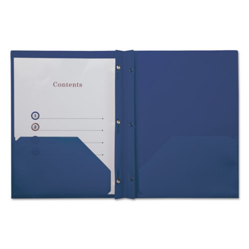 Picture of Plastic Twin-Pocket Report Covers, Three-Prong Fastener, 11 X 8.5, Roya Blue/ Royal Blue, 10/pack