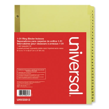 Picture of Deluxe Preprinted Plastic Coated Tab Dividers With Black Printing, 31-Tab, 1 To 31, 11 X 8.5, Buff, 1 Set