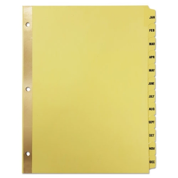 Picture of Deluxe Preprinted Plastic Coated Tab Dividers With Black Printing, 12-Tab, Jan. To Dec., 11 X 8.5, Buff, 1 Set