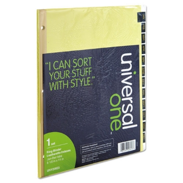 Picture of Deluxe Preprinted Simulated Leather Tab Dividers With Gold Printing, 12-Tab, Jan. To Dec., 11 X 8.5, Buff, 1 Set