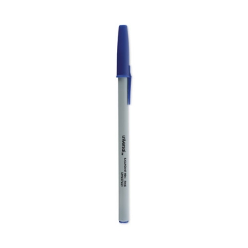 Picture of Ballpoint Pen, Stick, Fine 0.7 mm, Blue Ink, Gray/Blue Barrel, Dozen