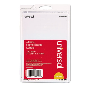 Picture of Plain Self-Adhesive Name Badges, 3 1/2 X 2 1/4, White, 100/pack