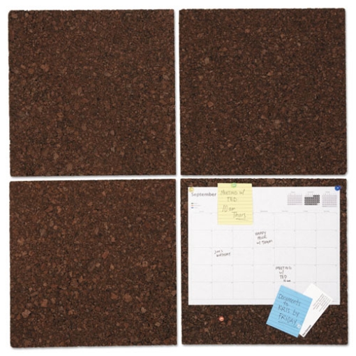 Picture of Cork Tile Panels, 12 x 12, Dark Brown Surface, 4/Pack