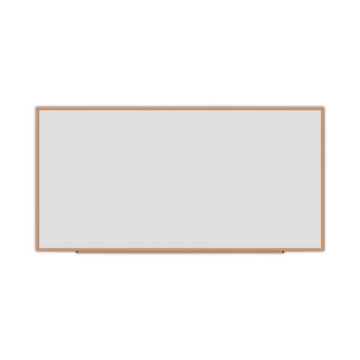 Picture of Deluxe Melamine Dry Erase Board, 96 x 48, Melamine White Surface, Oak Fiberboard Frame