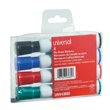 Picture of Dry Erase Marker, Medium Bullet Tip, Assorted Colors, 4/set