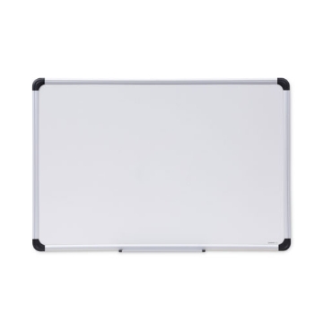 Picture of deluxe porcelain magnetic dry erase board, 36 x 24, white surface, silver/black aluminum frame