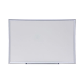 Picture of Deluxe Melamine Dry Erase Board, 36 x 24, Melamine White Surface, Silver Aluminum Frame
