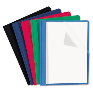 Picture of Clear Front Report Cover, Prong Fastener, 0.5" Capacity, 8.5 X 11, Clear/assorted, 25/box