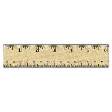 Picture of Flat Wood Ruler W/double Metal Edge, Standard, 12" Long, Clear Lacquer Finish