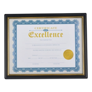 Picture of Document Frames, Plastic, 8.5 x 10 Insert, Black/Gold, 3/Pack
