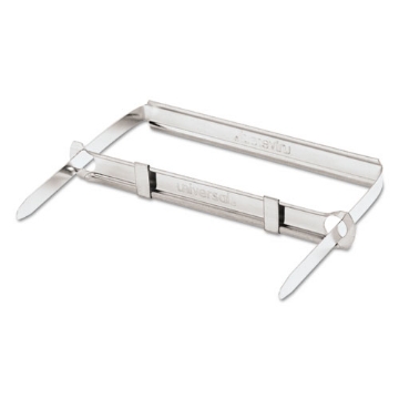 Picture of Two-Piece Two-Prong Paper Fastener Base and Compressor Sets, 2" Capacity, 2.75" Center to Center, Silver, 50/Box