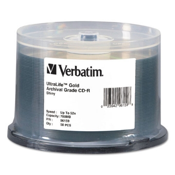 Picture of Cd-R Archival Grade Recordable Disc, 700 Mb/80 Min, 52x, Spindle, Gold, 50/pack