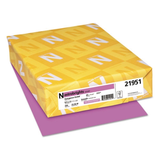 Picture of Color Cardstock, 65 lb Cover Weight, 8.5 x 11, Outrageous Orchid, 250/Pack