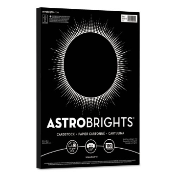 Picture of Color Cardstock, 65 lb Cover Weight, 8.5 x 11, Eclipse Black, 100/Pack