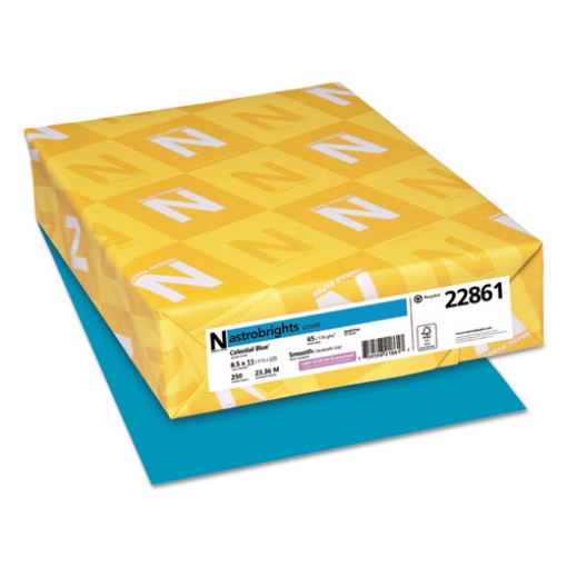 Picture of Color Cardstock, 65 lb Cover Weight, 8.5 x 11, Celestial Blue, 250/Pack