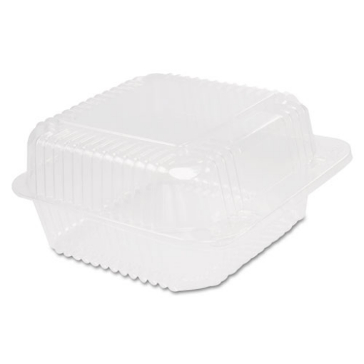 Picture of StayLock Clear Hinged Lid Containers, 6.5 x 6.1 x 3, Clear, Plastic, 125/Pack, 4 Packs/Carton